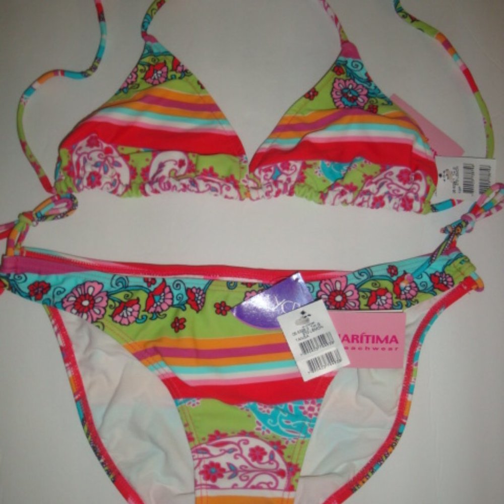 Cia.Maritima 2 Pc Swimsuit Paisley Stripe M & L